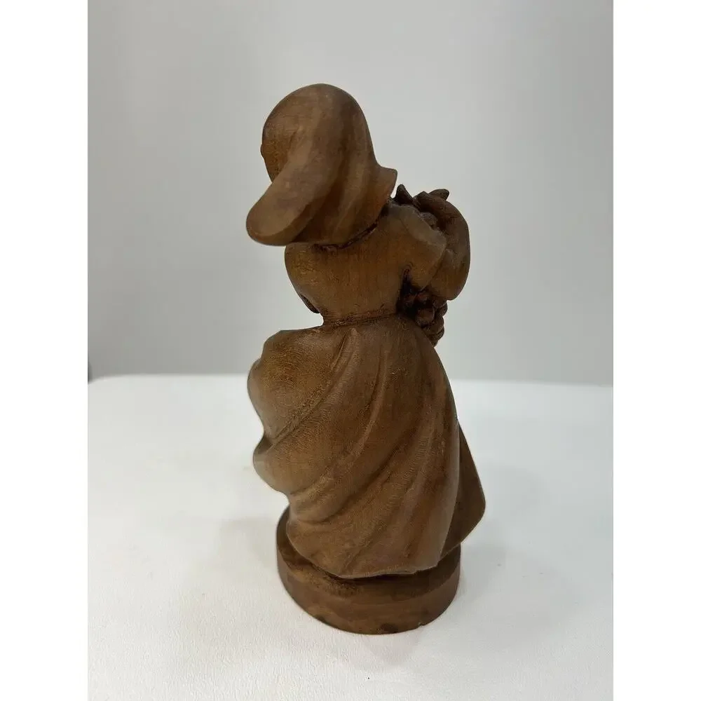 Vintage 1960s‎ Hand Carved Wood German Oberammergau Girl Holding Grapes Numbered